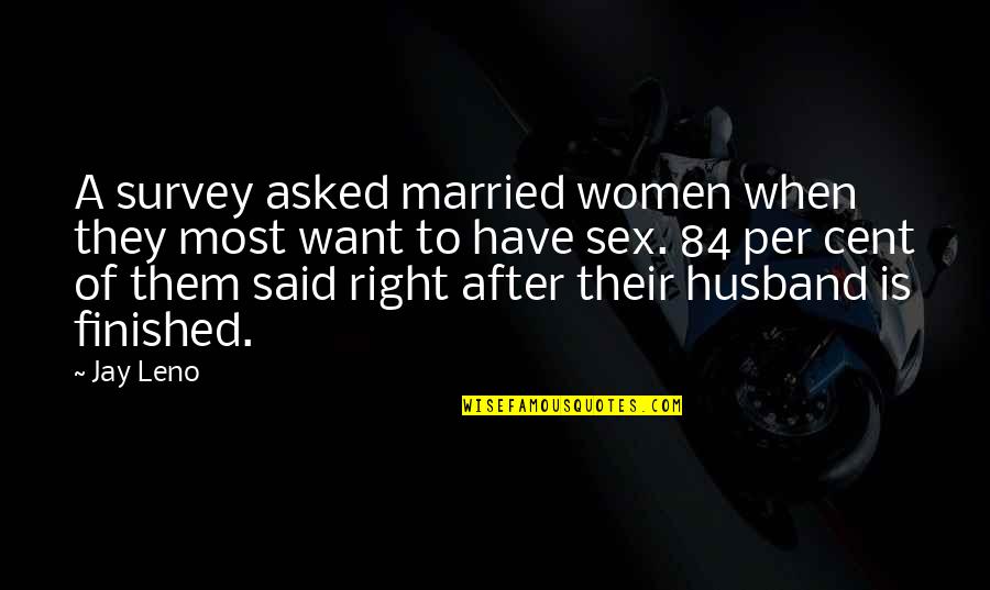 Married Women Quotes By Jay Leno: A survey asked married women when they most
