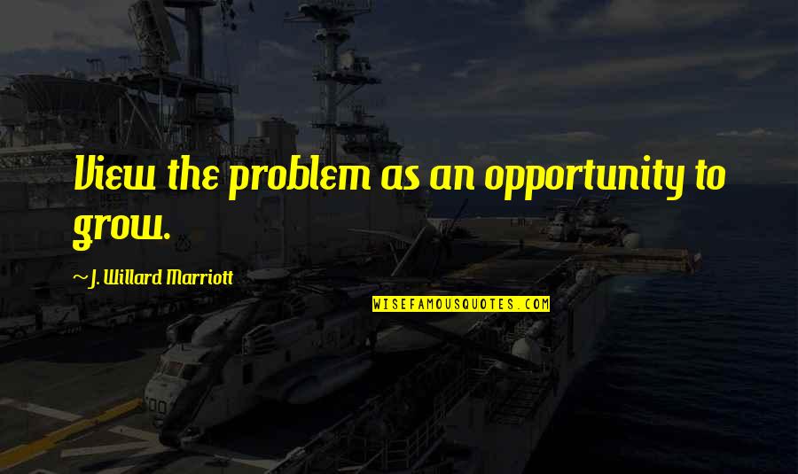 Marriott Quotes By J. Willard Marriott: View the problem as an opportunity to grow.