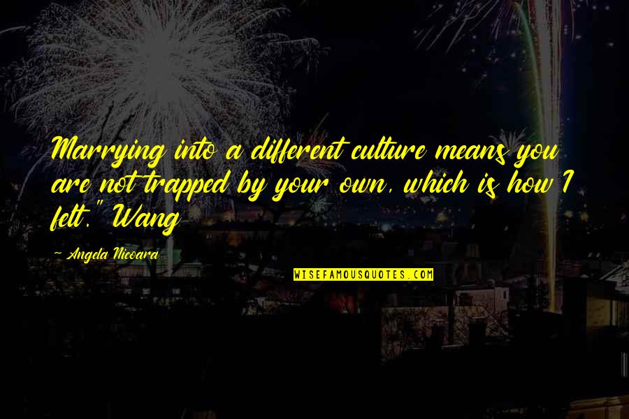 Marrying For Love Quotes By Angela Nicoara: Marrying into a different culture means you are