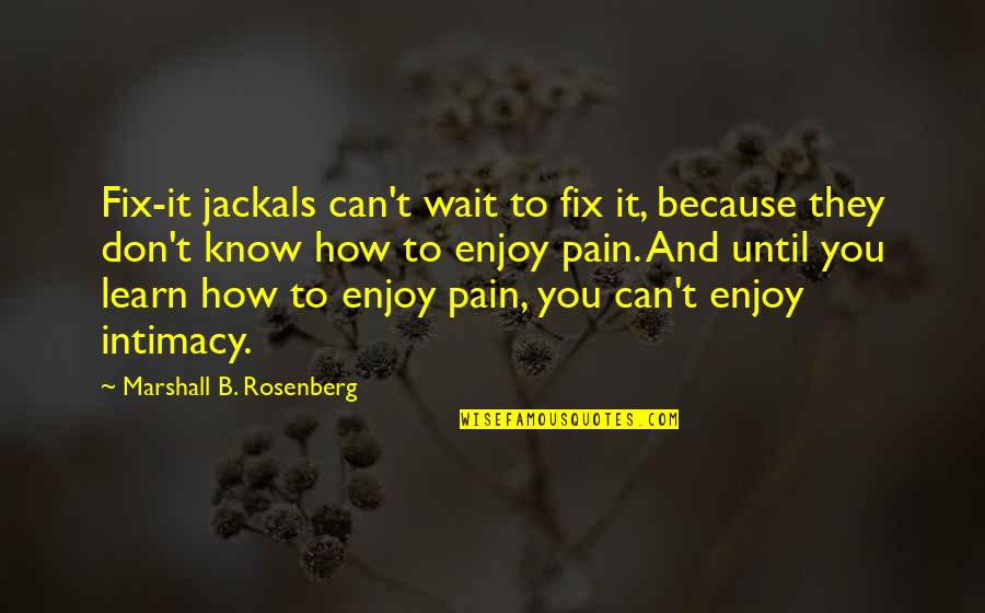 Marshall Quotes By Marshall B. Rosenberg: Fix-it jackals can't wait to fix it, because
