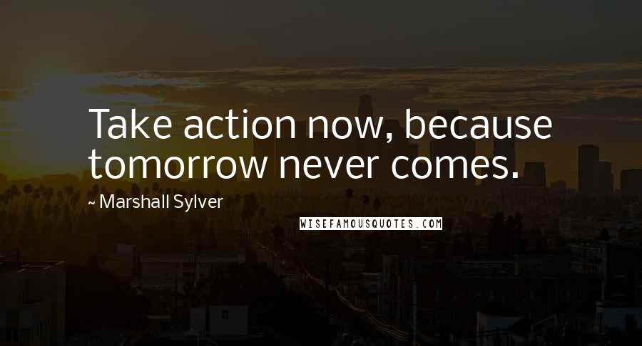 Marshall Sylver quotes: Take action now, because tomorrow never comes.