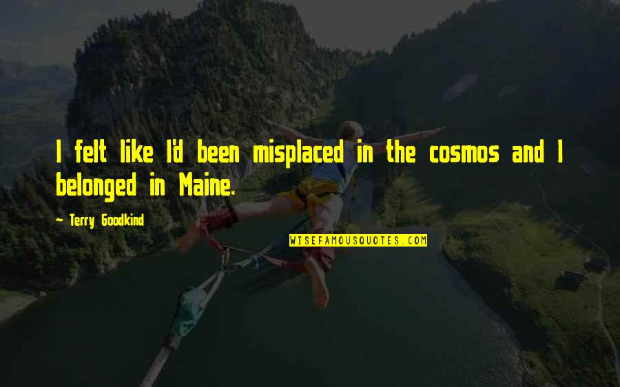 Marsiglio Ficino Quotes By Terry Goodkind: I felt like I'd been misplaced in the