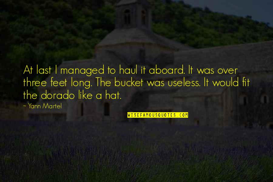 Martel Inc Quotes By Yann Martel: At last I managed to haul it aboard.