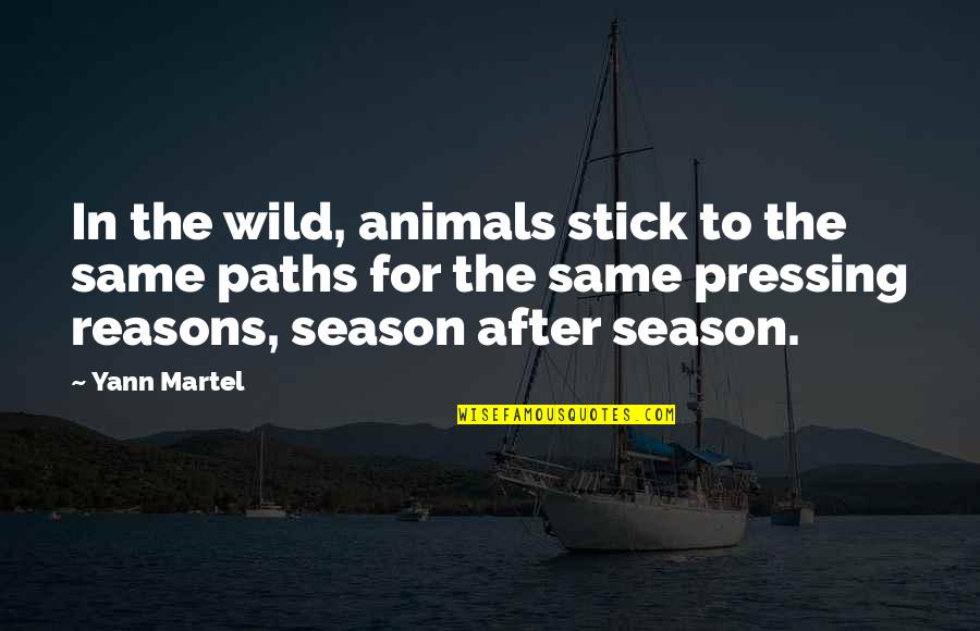 Martel Quotes By Yann Martel: In the wild, animals stick to the same