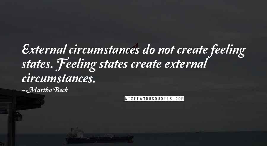 Martha Beck quotes: External circumstances do not create feeling states. Feeling states create external circumstances.