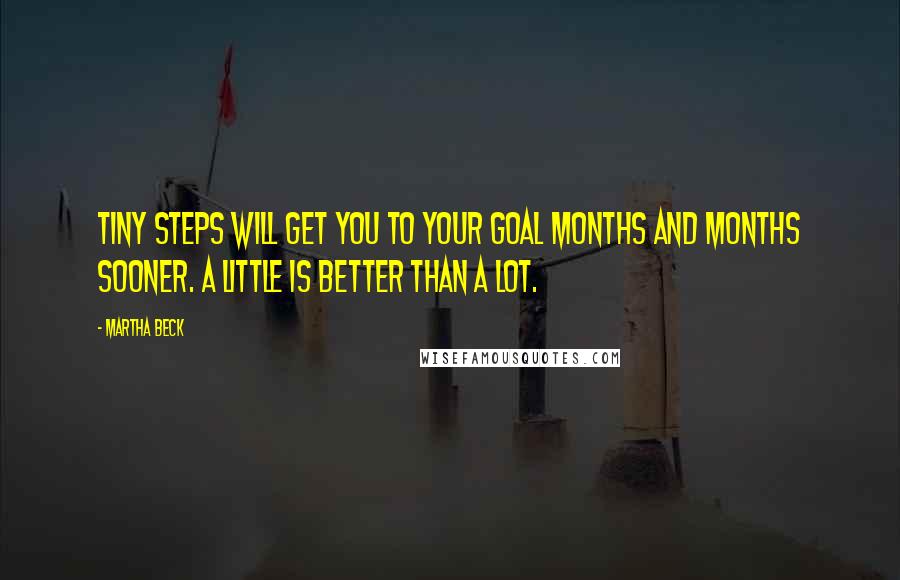 Martha Beck quotes: Tiny steps will get you to your goal months and months sooner. A little is better than a lot.