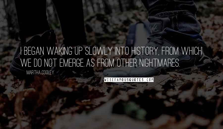 Martha Cooley quotes: I began waking up slowly into history, from which we do not emerge as from other nightmares.