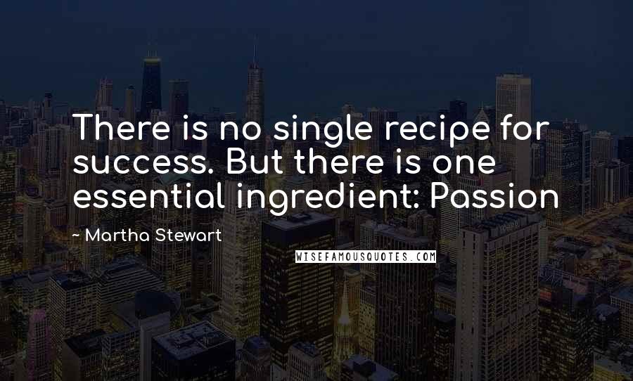 Martha Stewart quotes: There is no single recipe for success. But there is one essential ingredient: Passion