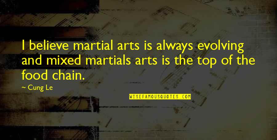 Martial Art Quotes By Cung Le: I believe martial arts is always evolving and