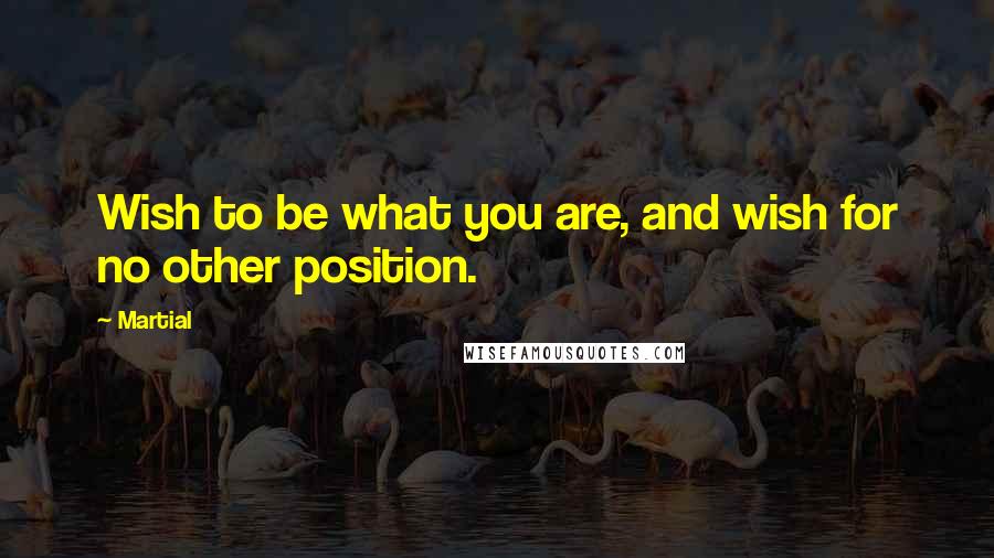 Martial quotes: Wish to be what you are, and wish for no other position.
