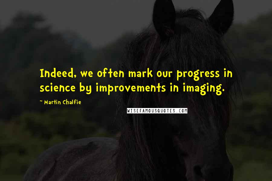 Martin Chalfie quotes: Indeed, we often mark our progress in science by improvements in imaging.