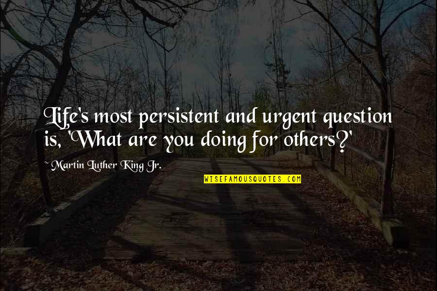 Martin Luther King's Quotes By Martin Luther King Jr.: Life's most persistent and urgent question is, 'What