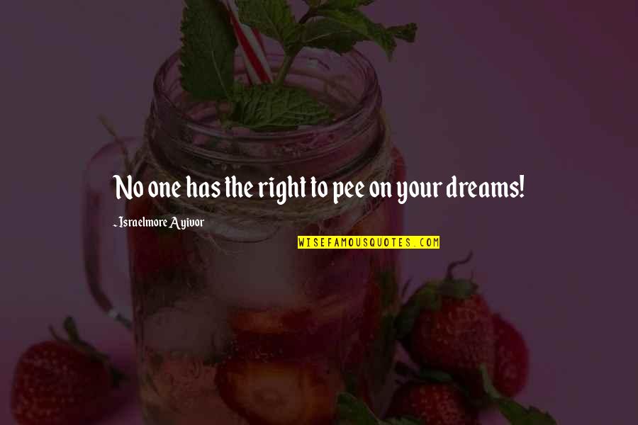 Martin One Quotes By Israelmore Ayivor: No one has the right to pee on Martin One Quotes By Israelmore Ayivor: No one has the right to pee on