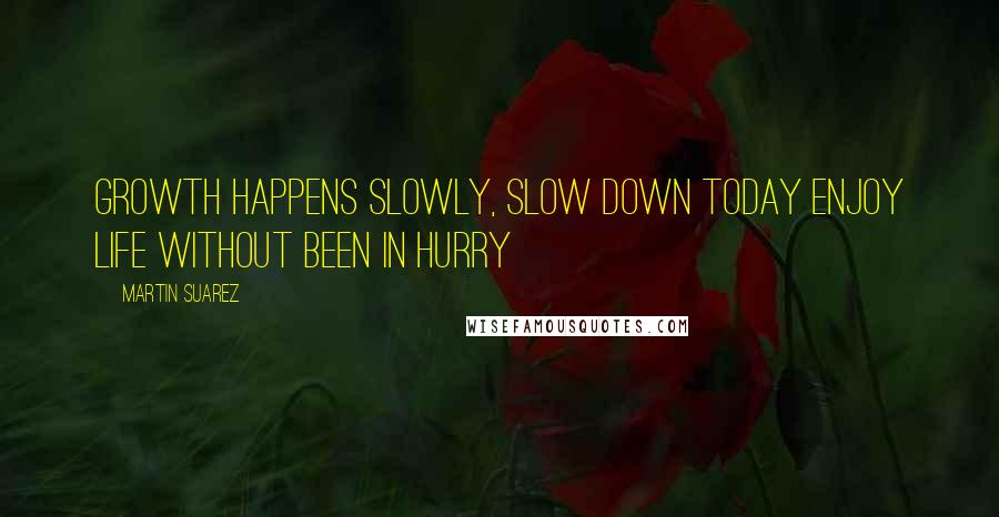 Martin Suarez quotes: Growth happens slowly, slow down today enjoy life without been in hurry
