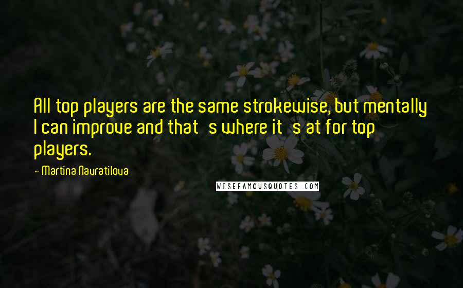 Martina Navratilova quotes: All top players are the same strokewise, but mentally I can improve and that's where it's at for top players.