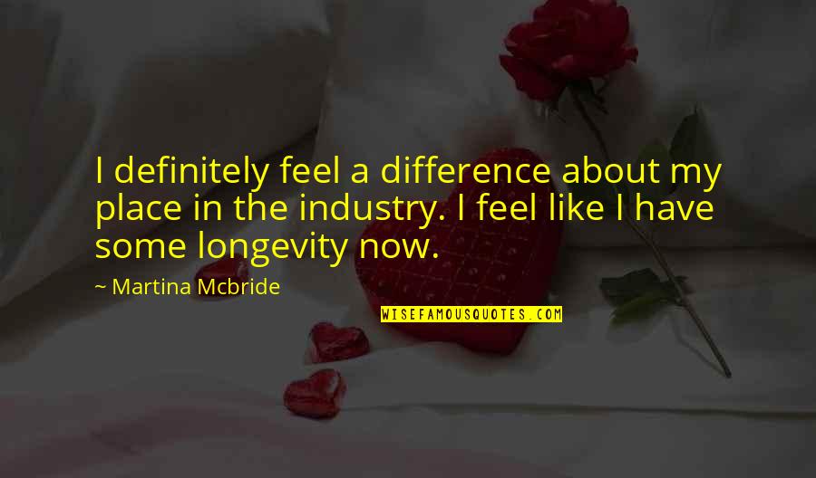 Martina Quotes By Martina Mcbride: I definitely feel a difference about my place