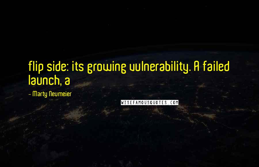 Marty Neumeier quotes: flip side: its growing vulnerability. A failed launch, a