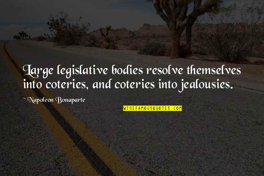 Martyrizing Quotes By Napoleon Bonaparte: Large legislative bodies resolve themselves into coteries, and Martyrizing Quotes By Napoleon Bonaparte: Large legislative bodies resolve themselves into coteries, and