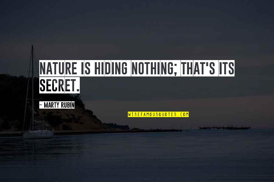 Marty's Quotes By Marty Rubin: Nature is hiding nothing; that's its secret.