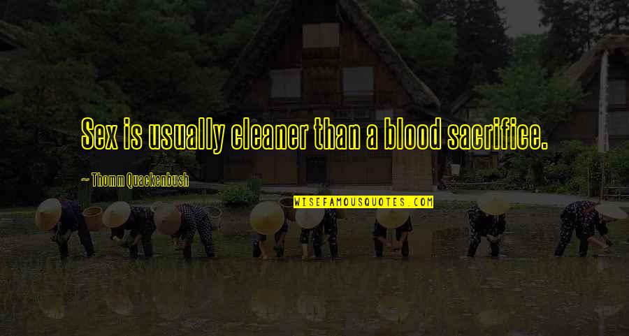 Marulhos Quotes By Thomm Quackenbush: Sex is usually cleaner than a blood sacrifice. Marulhos Quotes By Thomm Quackenbush: Sex is usually cleaner than a blood sacrifice.