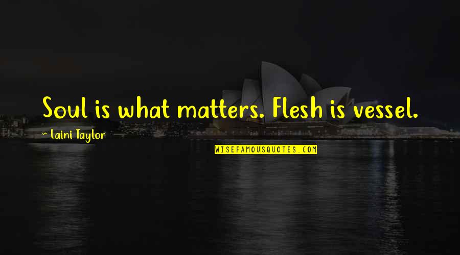 Marvel Groot Quotes By Laini Taylor: Soul is what matters. Flesh is vessel. Marvel Groot Quotes By Laini Taylor: Soul is what matters. Flesh is vessel.