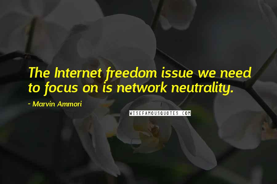 Marvin Ammori quotes: The Internet freedom issue we need to focus on is network neutrality.
