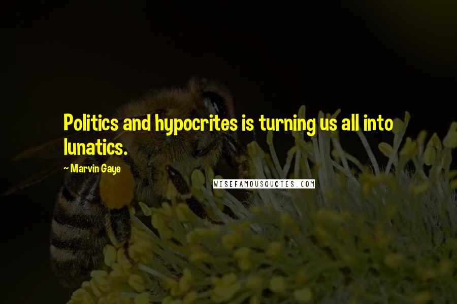 Marvin Gaye quotes: Politics and hypocrites is turning us all into lunatics.