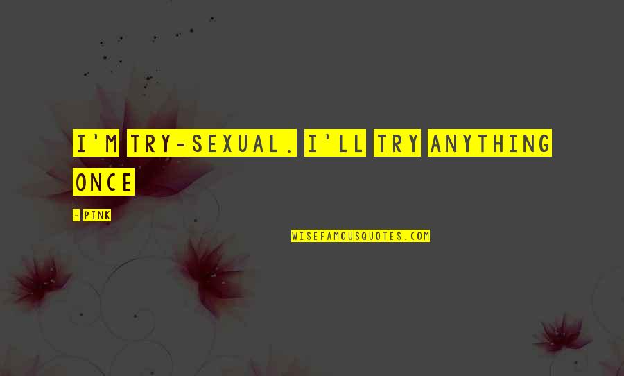 Marxist Criminology Quotes By Pink: I'm try-sexual. I'll try anything once Marxist Criminology Quotes By Pink: I'm try-sexual. I'll try anything once