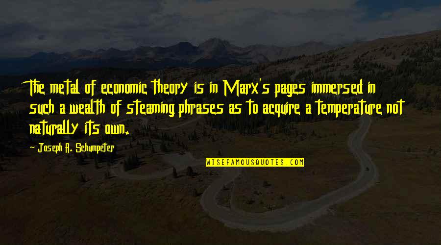 Marx's Quotes By Joseph A. Schumpeter: The metal of economic theory is in Marx's