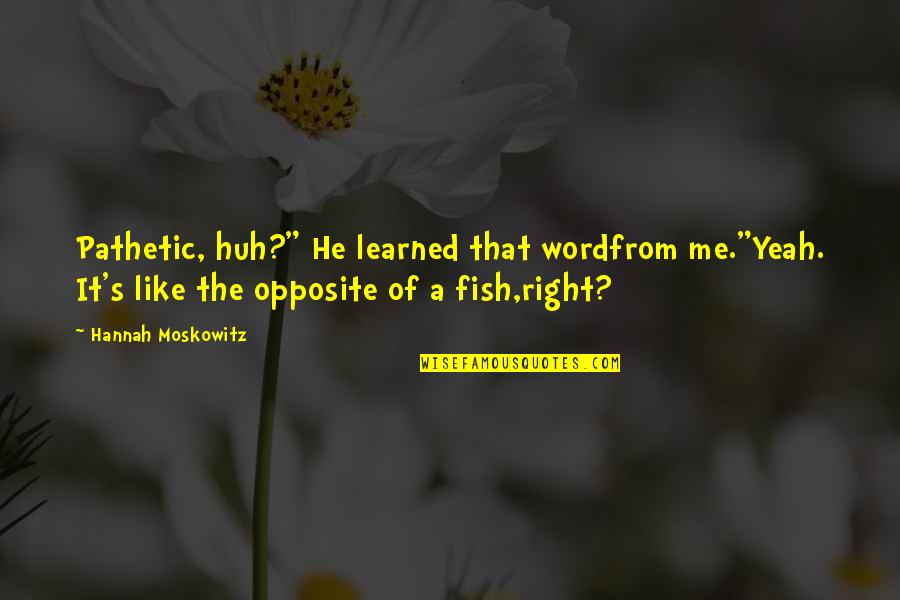 Mary Ainsworth Attachment Quotes By Hannah Moskowitz: Pathetic, huh?" He learned that wordfrom me."Yeah. It's Mary Ainsworth Attachment Quotes By Hannah Moskowitz: Pathetic, huh?" He learned that wordfrom me."Yeah. It's