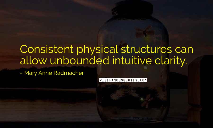 Mary Anne Radmacher quotes: Consistent physical structures can allow unbounded intuitive clarity.