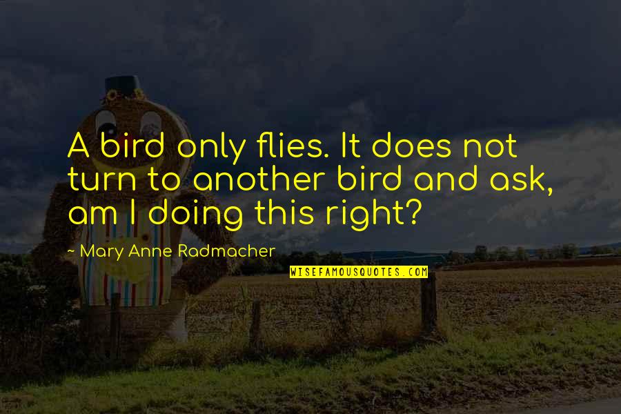 Mary Anne Radmacher Quotes By Mary Anne Radmacher: A bird only flies. It does not turn