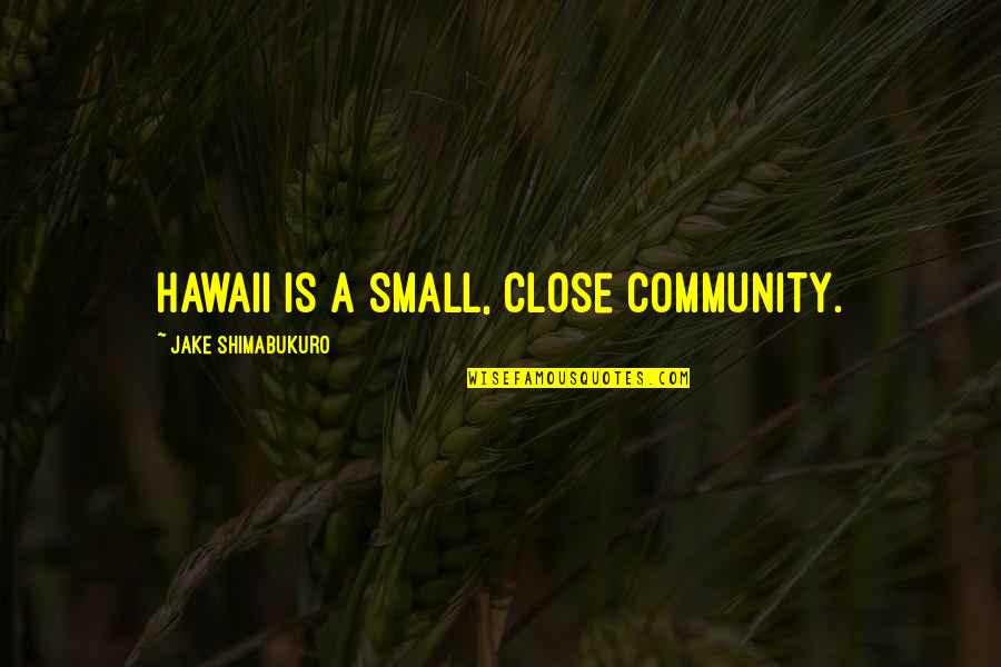 Mary Anne Schwalbe Quotes By Jake Shimabukuro: Hawaii is a small, close community.