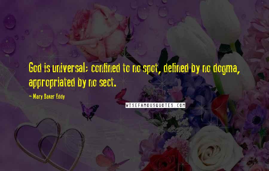 Mary Baker Eddy quotes: God is universal; confined to no spot, defined by no dogma, appropriated by no sect.