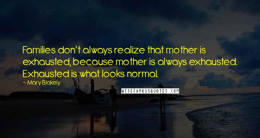 Mary Blakely quotes: Families don't always realize that mother is exhausted, because mother is always exhausted. Exhausted is what looks normal.