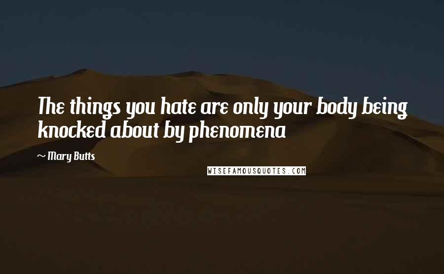 Mary Butts quotes: The things you hate are only your body being knocked about by phenomena