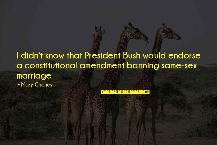 Mary Cheney Quotes By Mary Cheney: I didn't know that President Bush would endorse