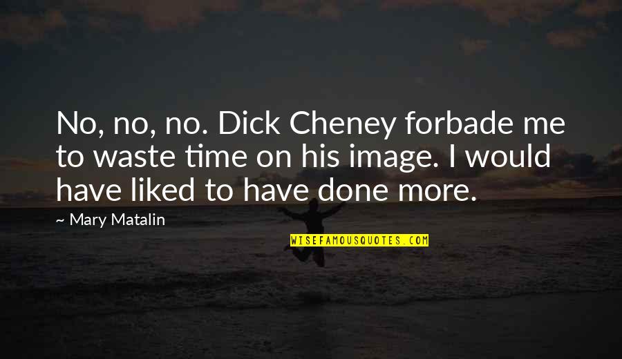 Mary Cheney Quotes By Mary Matalin: No, no, no. Dick Cheney forbade me to