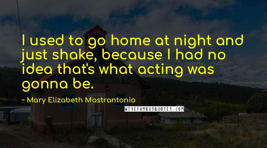 Mary Elizabeth Mastrantonio quotes: I used to go home at night and just shake, because I had no idea that's what acting was gonna be.