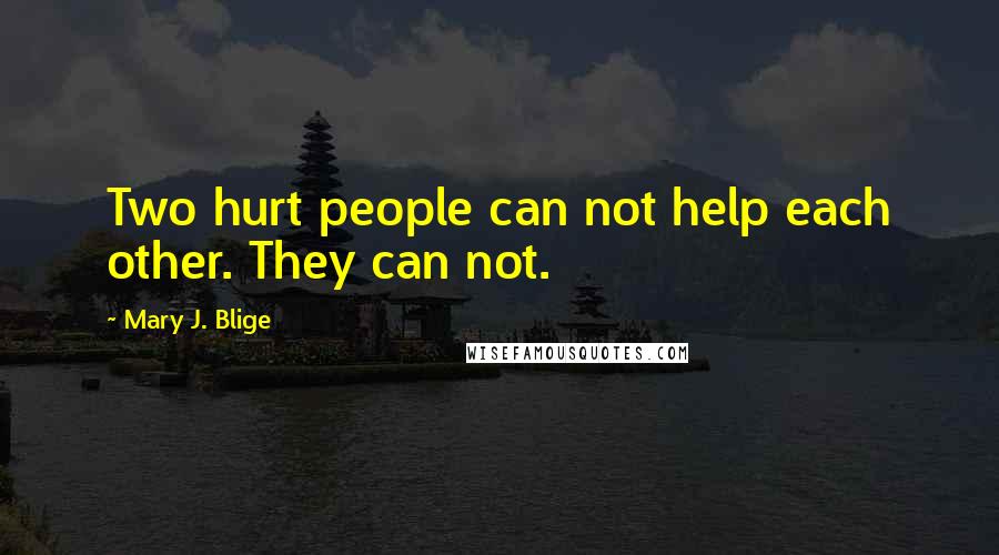 Mary J. Blige quotes: Two hurt people can not help each other. They can not. Mary J. Blige quotes: Two hurt people can not help each other. They can not.