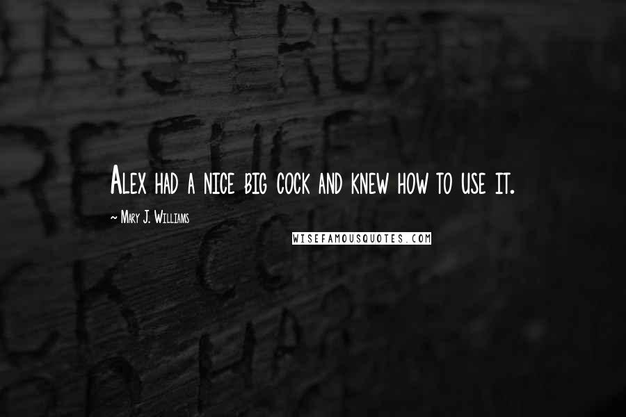 Mary J. Williams quotes: Alex had a nice big cock and knew how to use it.