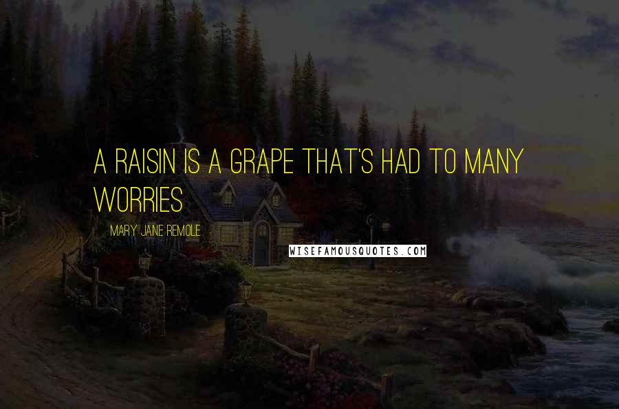 Mary Jane Remole quotes: A raisin is a grape that's had to many worries