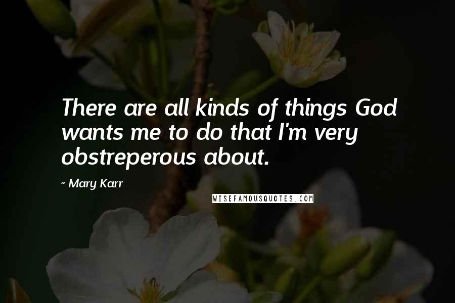 Mary Karr quotes: There are all kinds of things God wants me to do that I'm very obstreperous about.