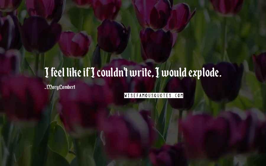 Mary Lambert quotes: I feel like if I couldn't write, I would explode.