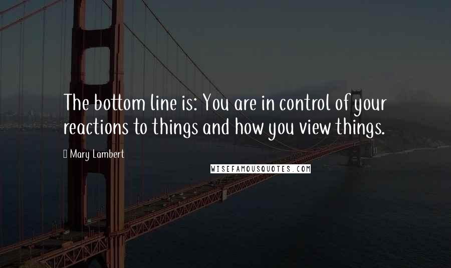 Mary Lambert quotes: The bottom line is: You are in control of your reactions to things and how you view things.