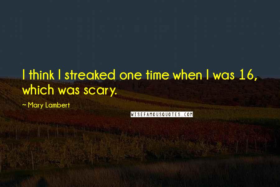 Mary Lambert quotes: I think I streaked one time when I was 16, which was scary.