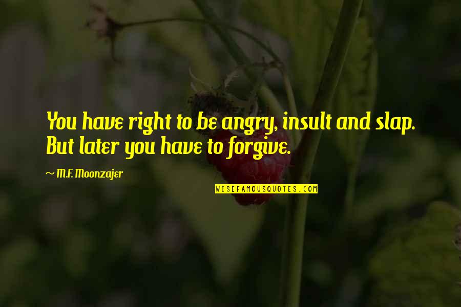 Mary Of Denmark Quotes By M.F. Moonzajer: You have right to be angry, insult and