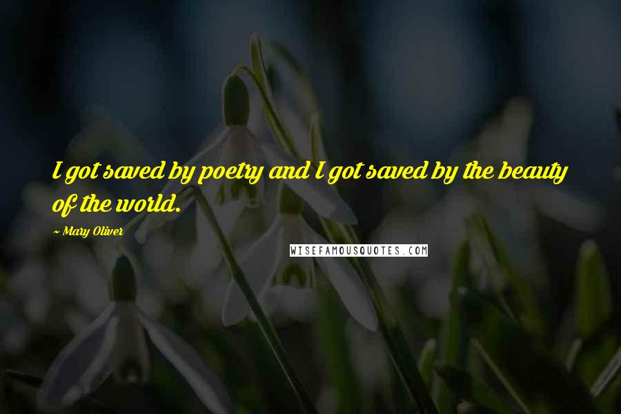 Mary Oliver quotes: I got saved by poetry and I got saved by the beauty of the world.