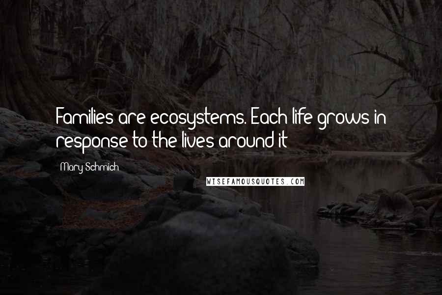 Mary Schmich quotes: Families are ecosystems. Each life grows in response to the lives around it