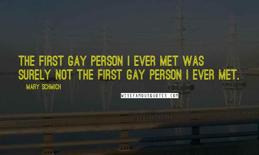 Mary Schmich quotes: The first gay person I ever met was surely not the first gay person I ever met.